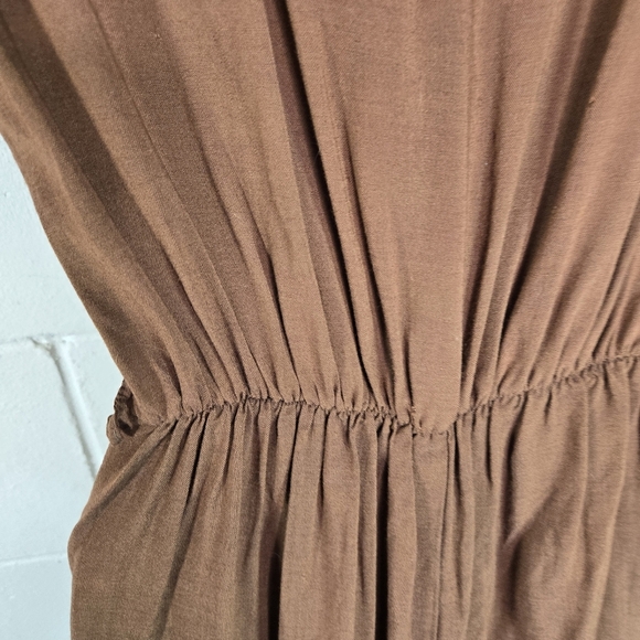 Vtg 60s Brown Embroidered Floral Pockets Shorts Romper Jumpsuit - Picture 3 of 11